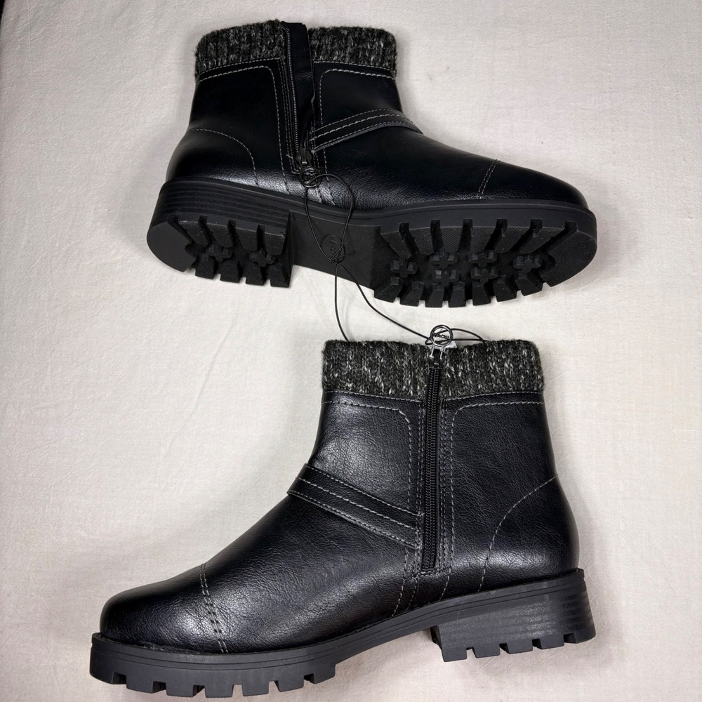 JSport by Jambu Violet Black Ankle Boots Knit Collar Memory Foam 11M - Picture 2 of 7